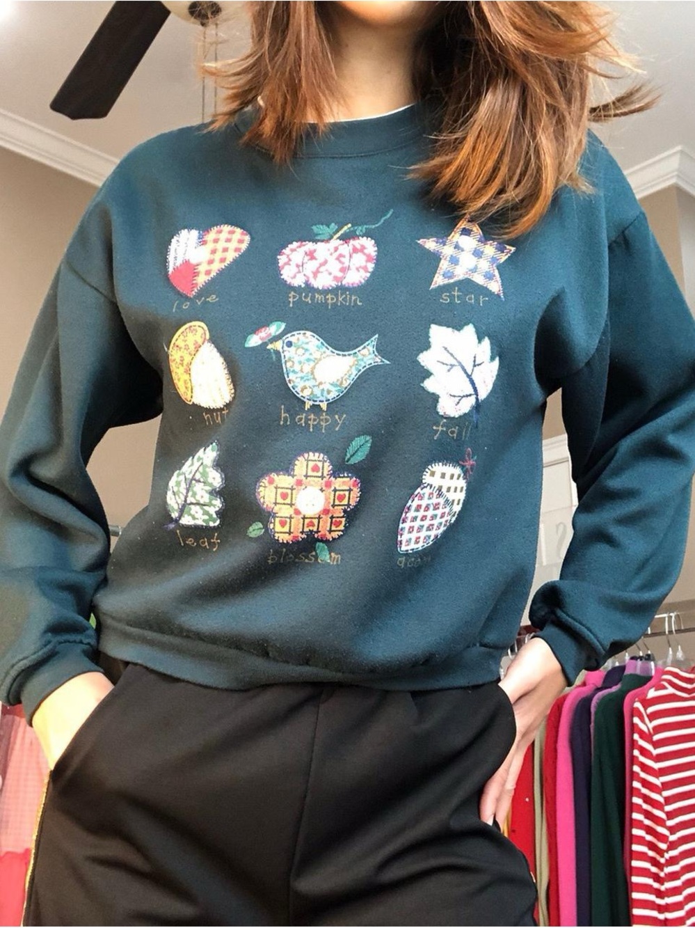Forest Green Fall Crewneck Sweater
